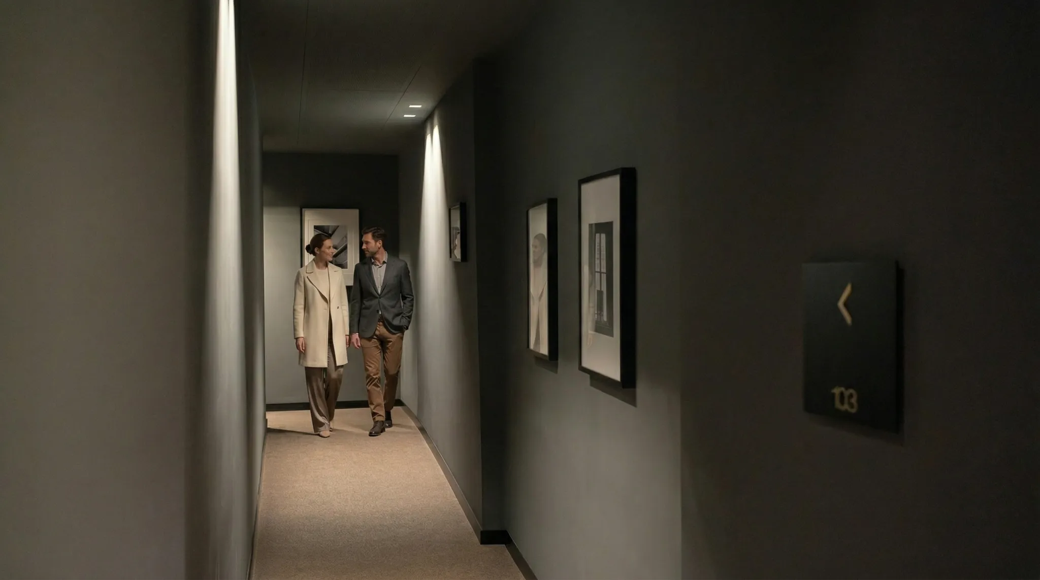 A corridor at Speronari — perspective, warm light, quiet depth