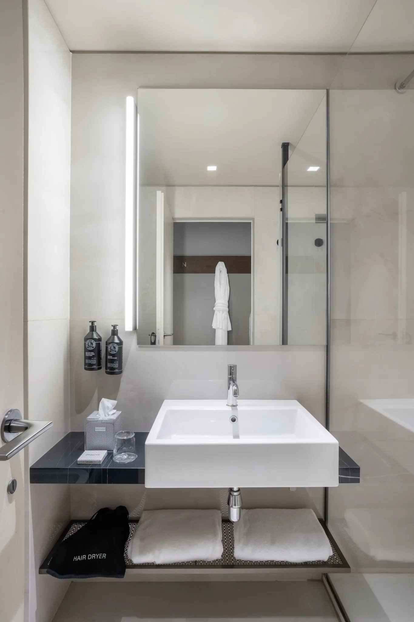 A bathroom — green marble